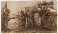 L 004
<br/>
Dorpsgezicht met brug
<br/>
<em>Anoniem It (17de eeuw)</em>